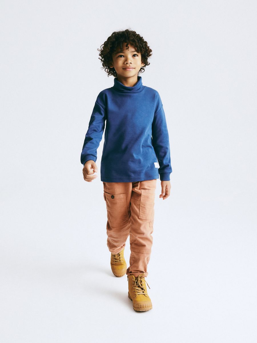 Plain basic turtleneck - navy - RESERVED - 4