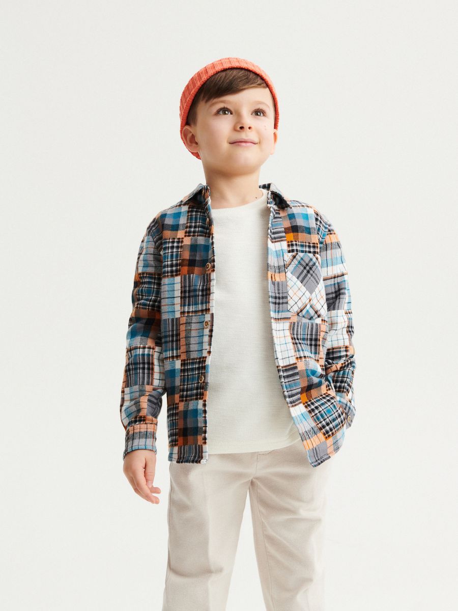 Patchwork flannel shirt - cream - RESERVED - 5