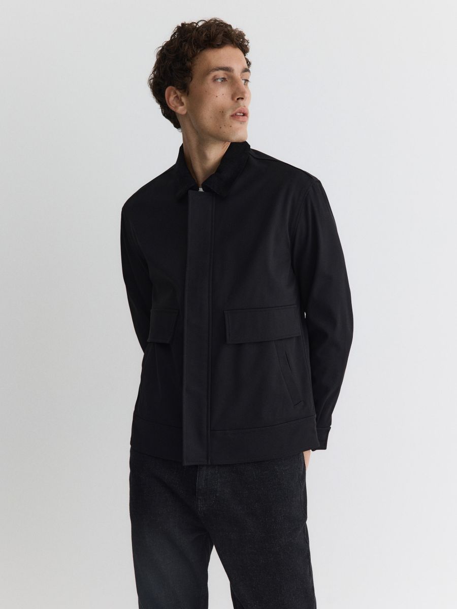 Jacket with corduroy collar - black - RESERVED - 3
