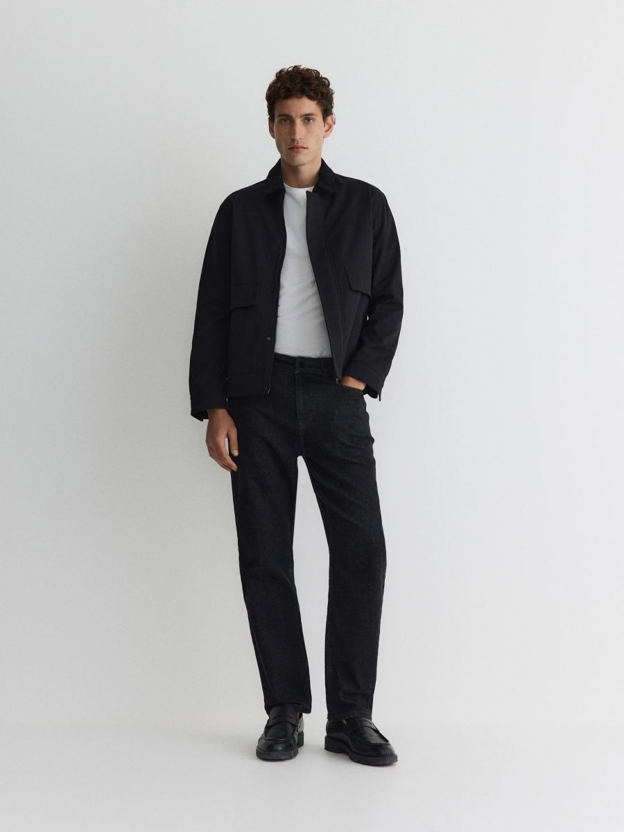 Jacket with corduroy collar - black - RESERVED - 2