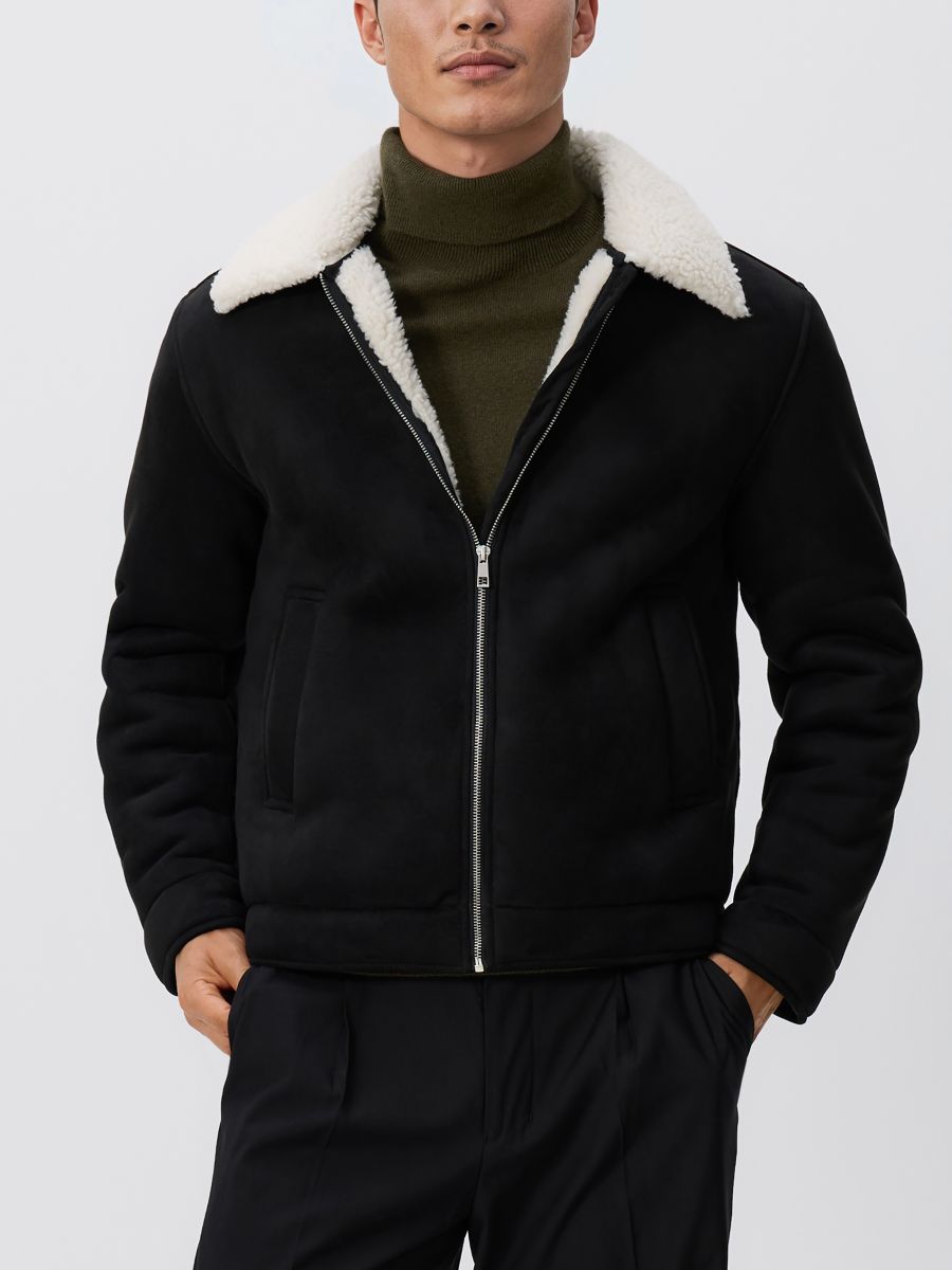 Kurtka sherpa z kołnierzem Kolor czarny - RESERVED - 372EF-99X