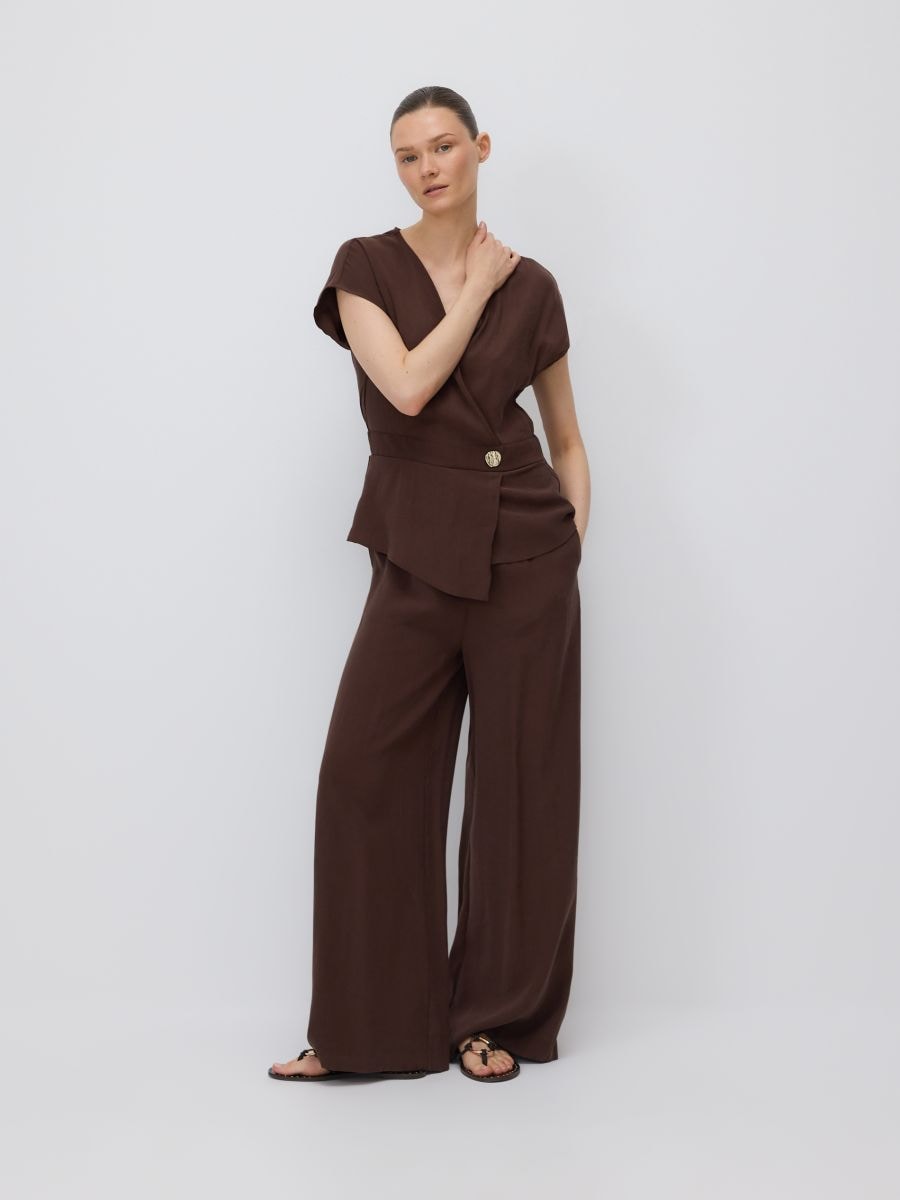 Viscose jumpsuit - dark brown - RESERVED - 4