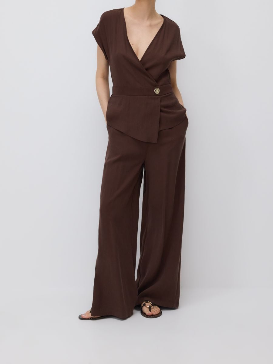 Viscose jumpsuit - dark brown - RESERVED - 2
