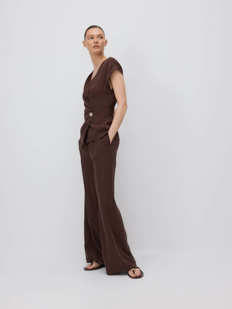 Viscose jumpsuit - dark brown - RESERVED - 5