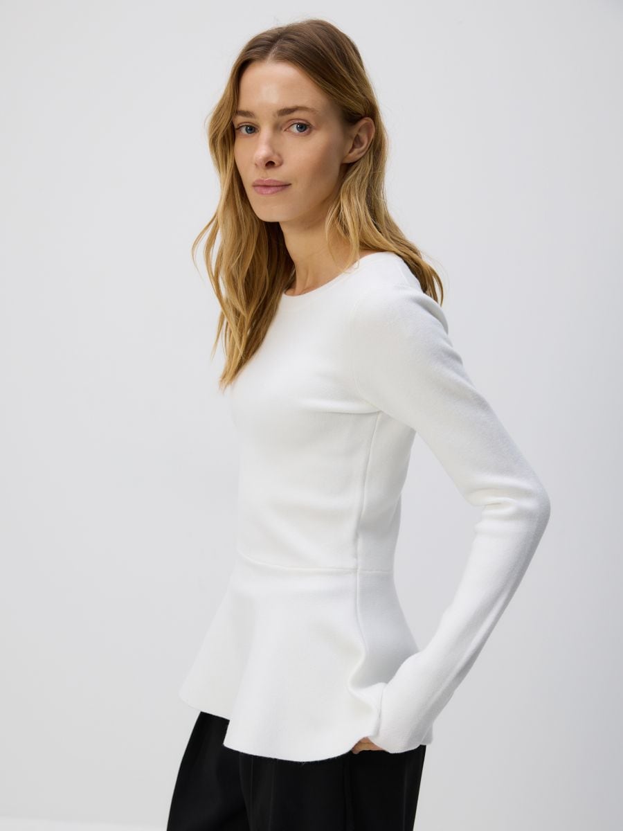 Džemper s baskinom - krem - RESERVED