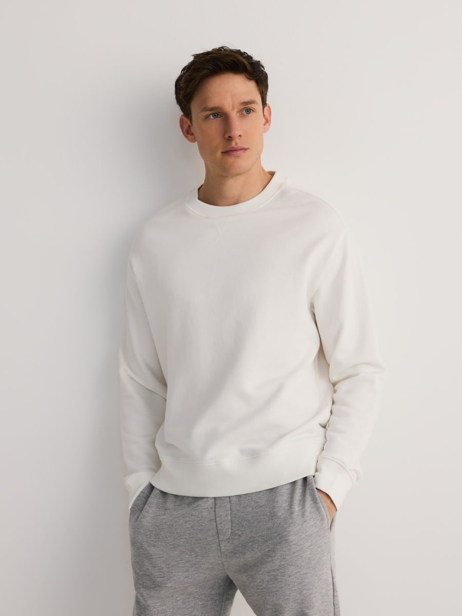 Oversized printed sweatshirt - cream - RESERVED
