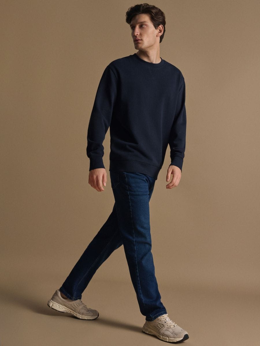 Oversized printed sweatshirt - navy - RESERVED