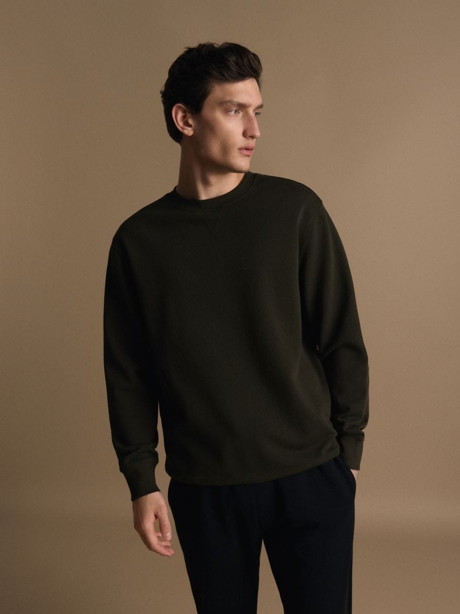 Oversized printed sweatshirt - dark green - RESERVED