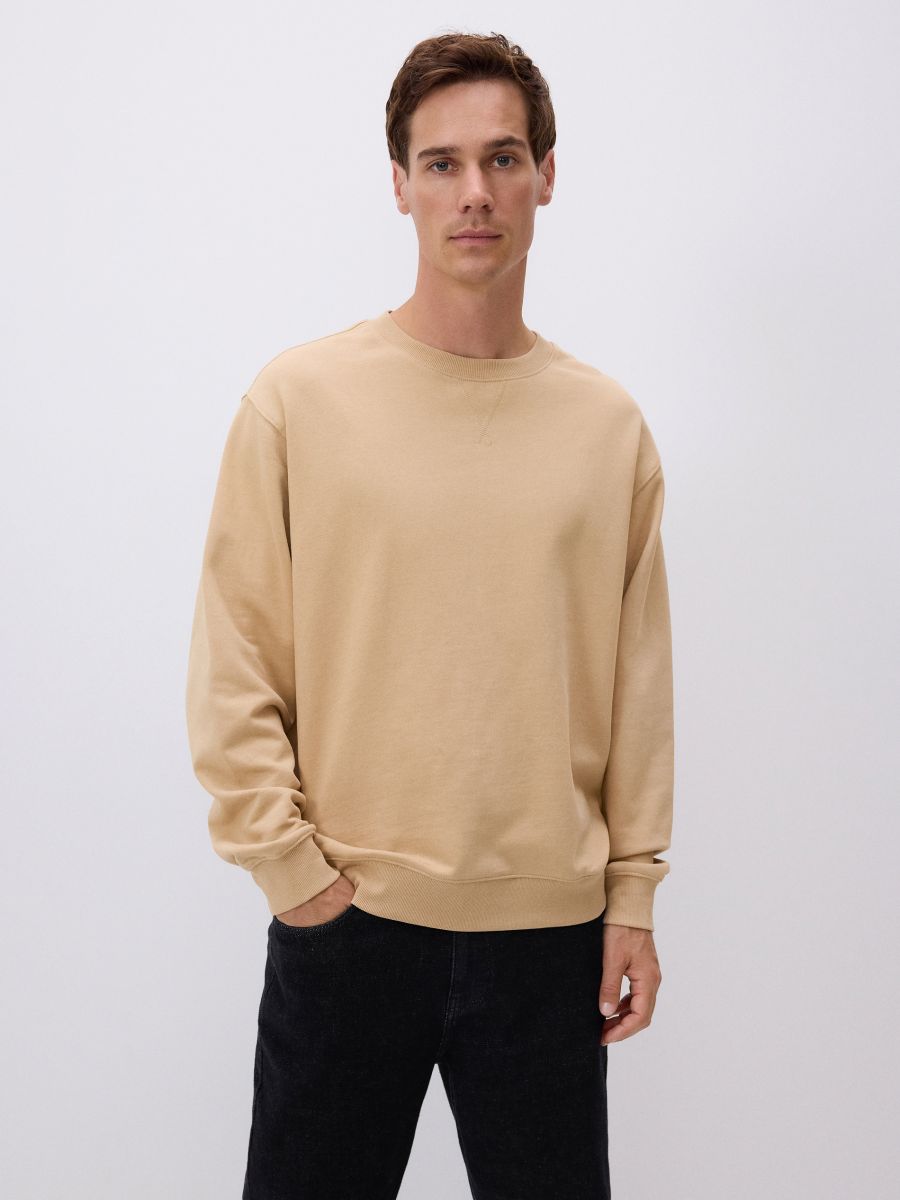 Felpa oversize in cotone - beige - RESERVED