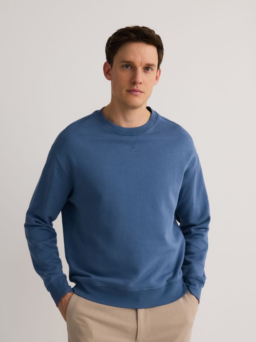 Bedrucktes Oversize-Sweatshirt - steel blue - RESERVED