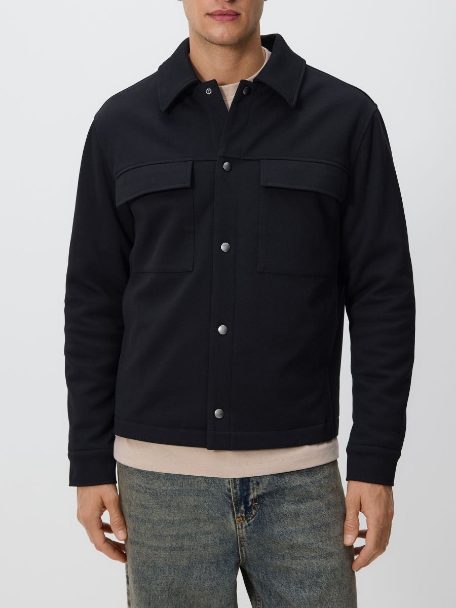 Kurtka koszulowa z kołnierzem Kolor czarny - RESERVED