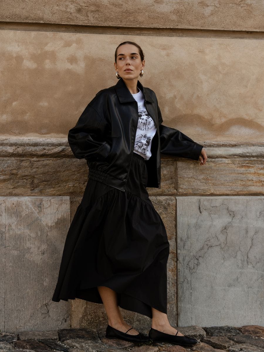 Ruched skirt - black - RESERVED