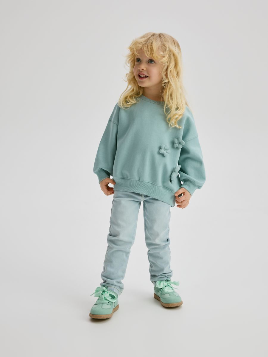 Cotton sweatshirt with appliqués - pale blue - RESERVED - 3