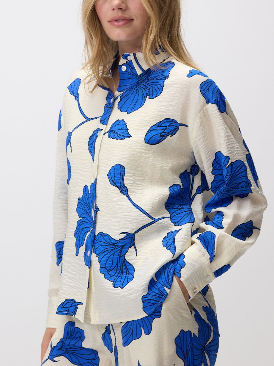 Chemise à motif en viscose - Bleu - RESERVED - 4