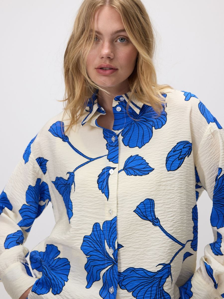 Patterned viscose shirt - blue - RESERVED - 4