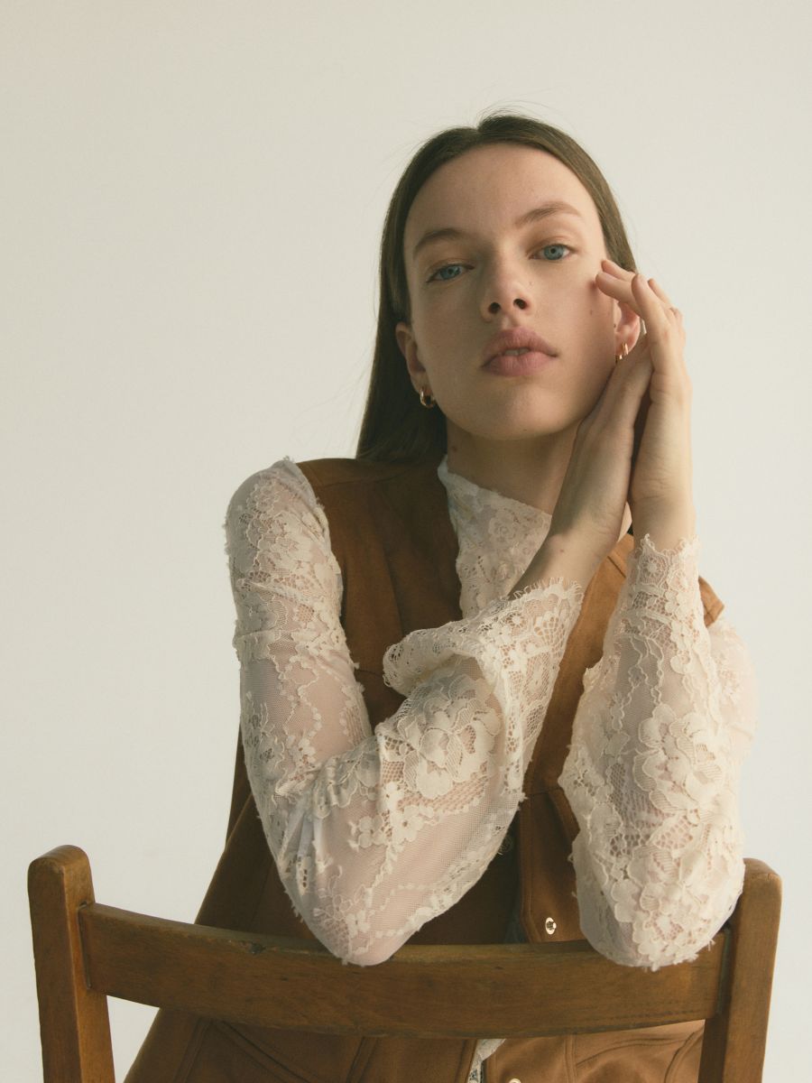 Krajková halenka se stojáčkem - tělová - RESERVED - 9