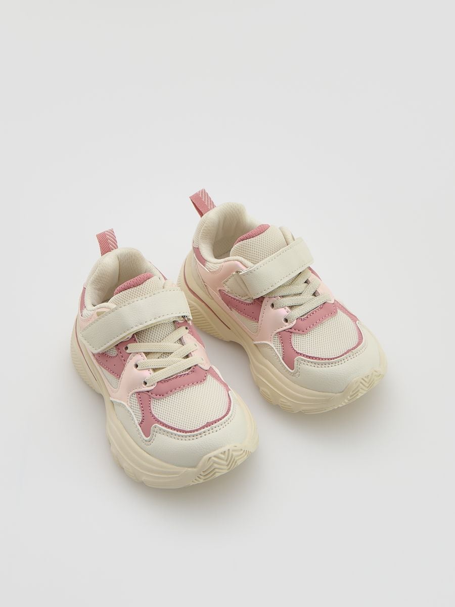 Sneakers with Velcro fastening - beige - RESERVED