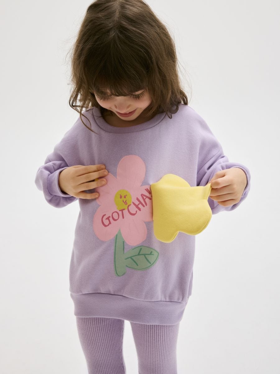 Sweat à capuche en coton avec appliqué - lavande - RESERVED - 6