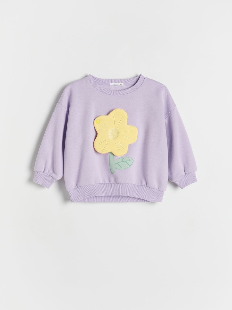 Sweat à capuche en coton avec appliqué - lavande - RESERVED - 3