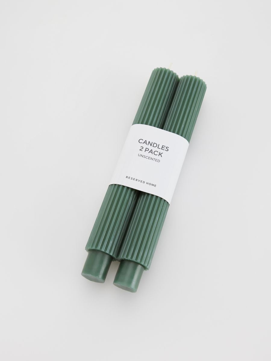 Gerillte Kerze, 2er-Pack - stahlgrün - RESERVED - 4