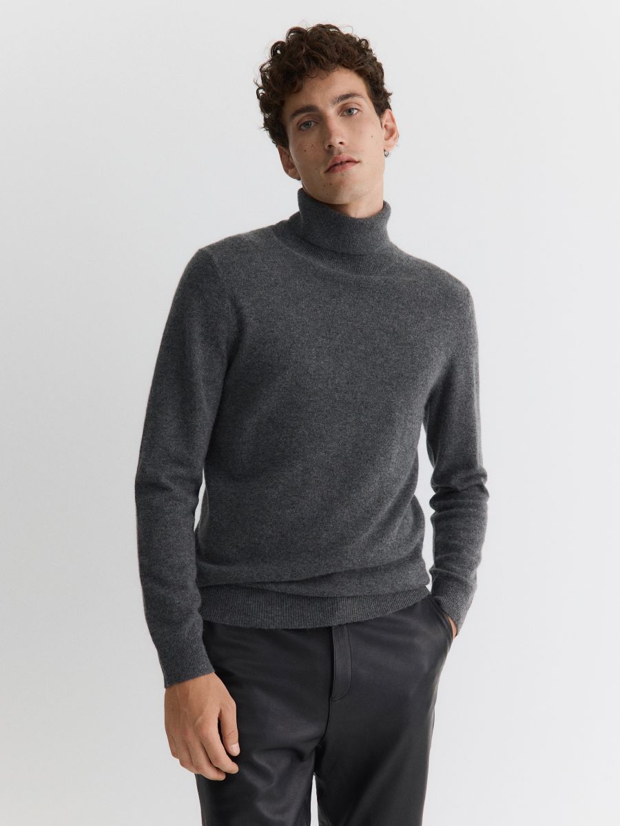 Turtleneck with cashmere blend - dark grey - RESERVED - 3