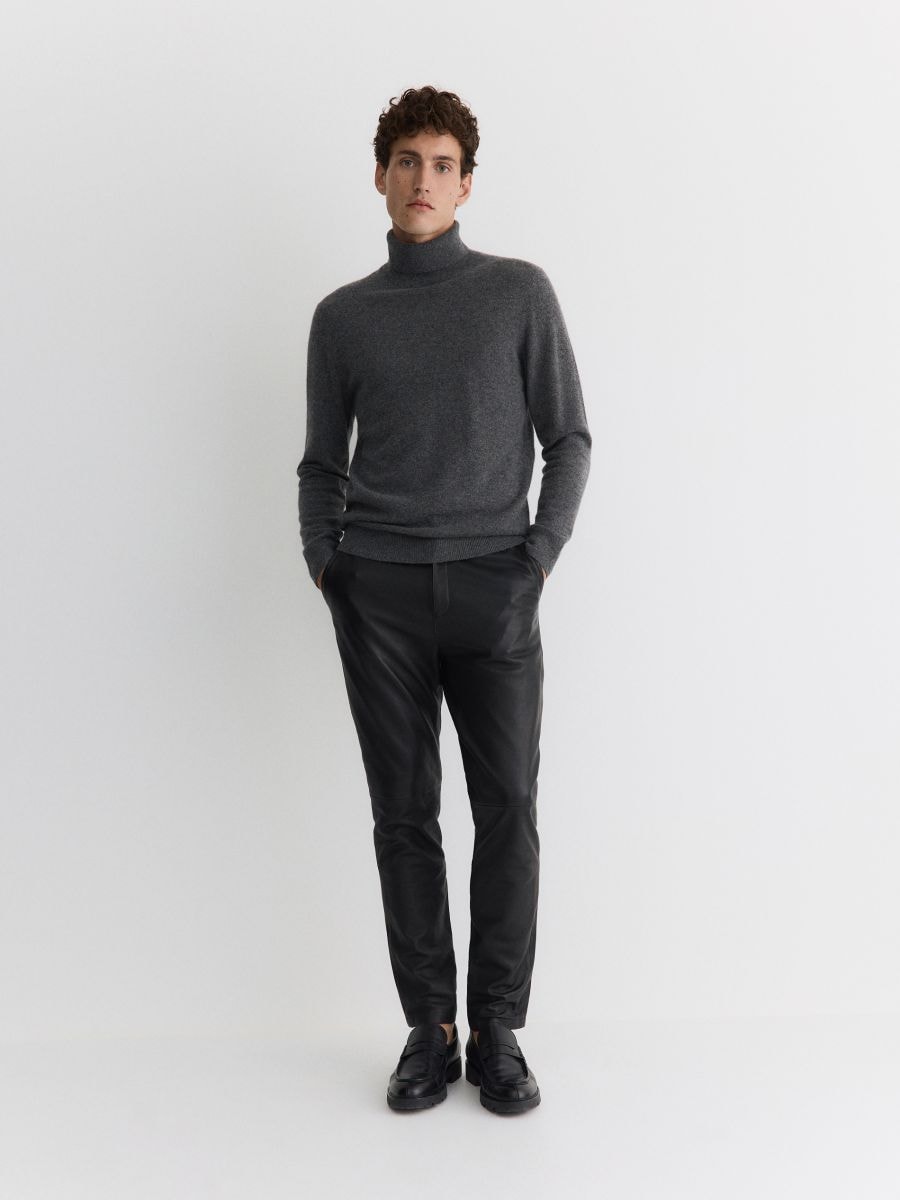Turtleneck with cashmere blend - dark grey - RESERVED - 4