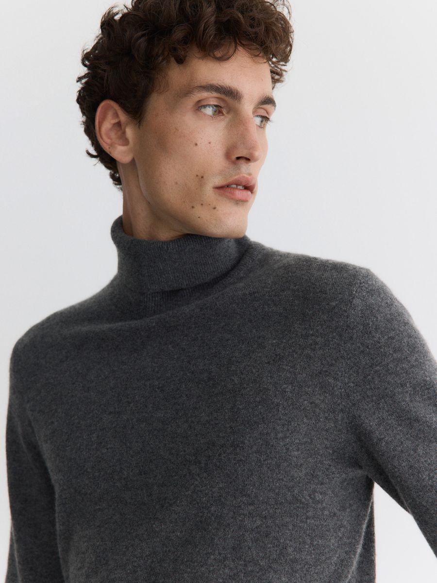 Turtleneck with cashmere blend - dark grey - RESERVED - 5