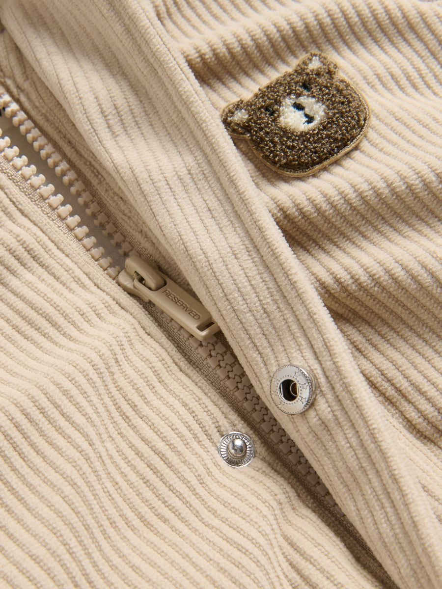 Sztruksowa kurtka z kapturem Kolor beżowy - RESERVED - 377FP-08X