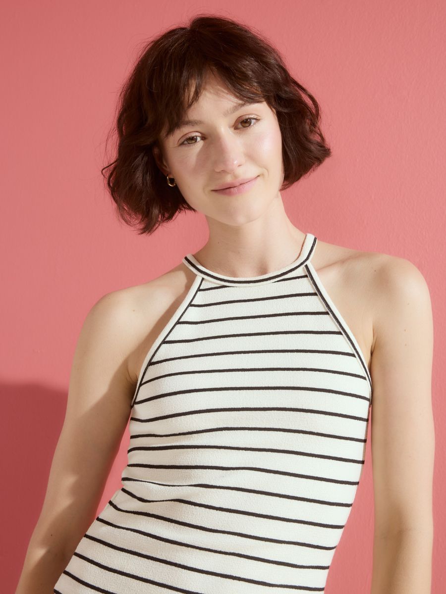Top z dekoltem halter - wielobarwny - RESERVED