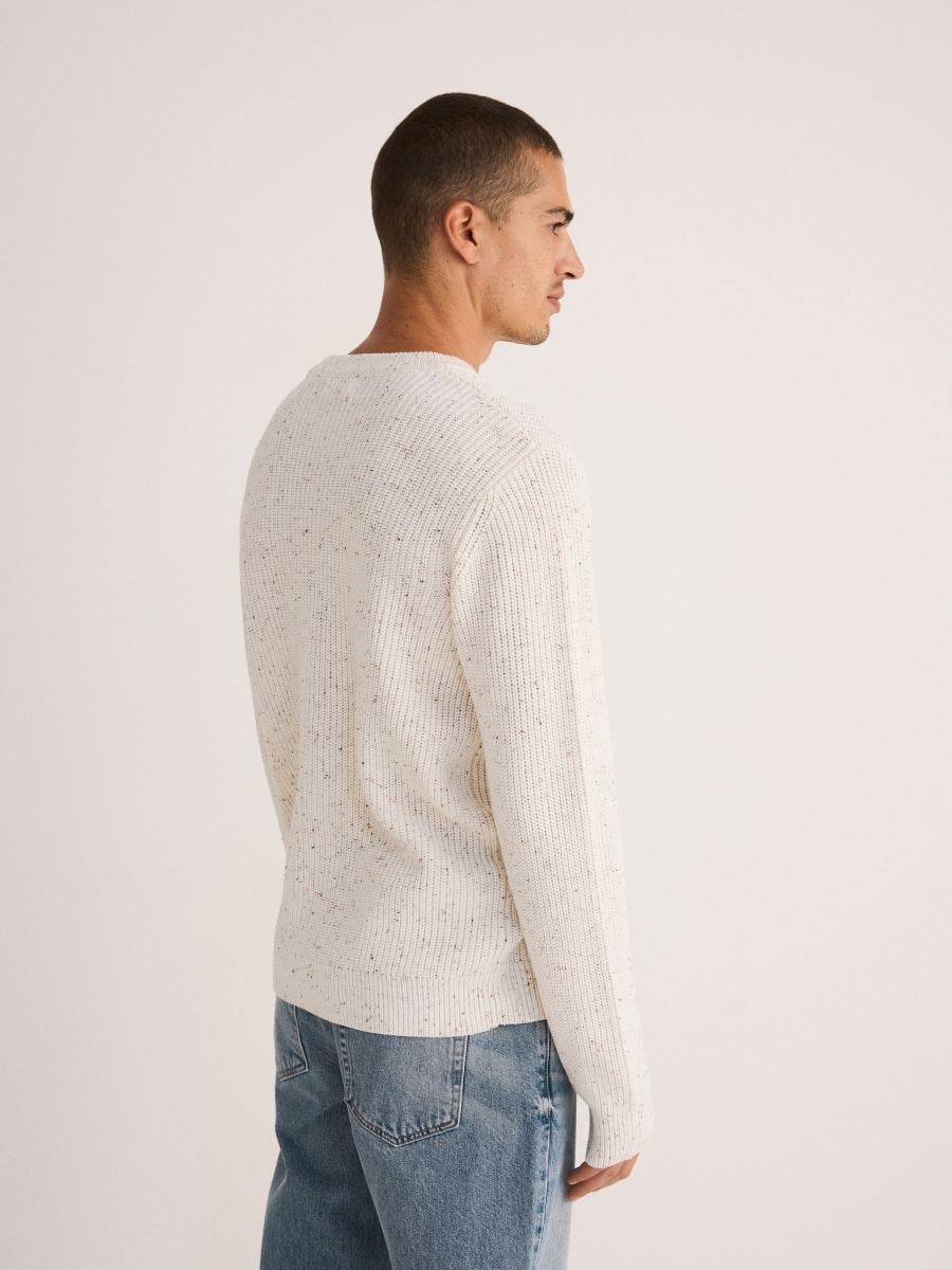Sweter z dodatkiem bawełny - beżowy - RESERVED - 4