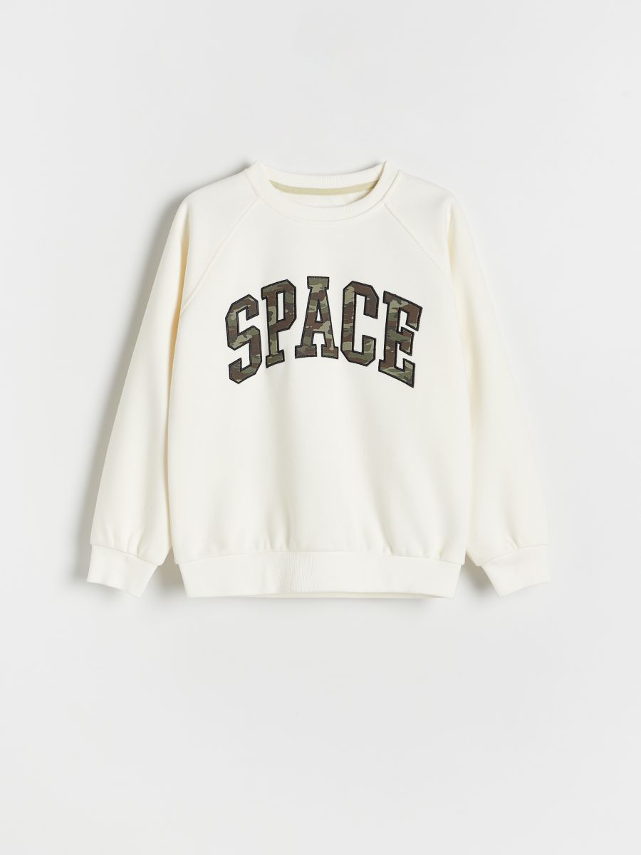 Sweatshirt with slogan - cream - RESERVED - 2