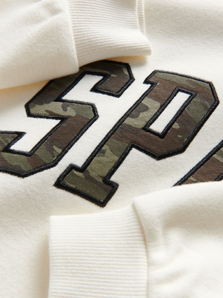 Sweatshirt with slogan - cream - RESERVED - 3