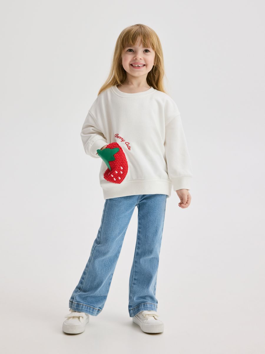 Cotton hoodie with appliqué - cream - RESERVED - 4