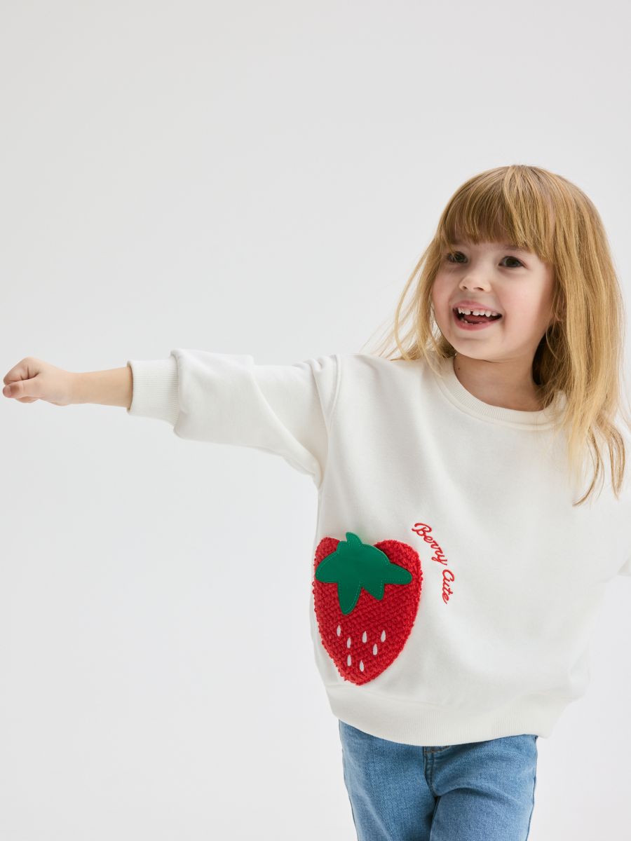 Cotton hoodie with appliqué - cream - RESERVED - 2