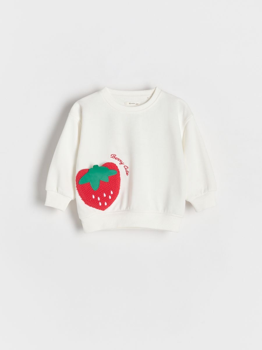 Sweat à capuche en coton avec appliqué - crème - RESERVED - 3