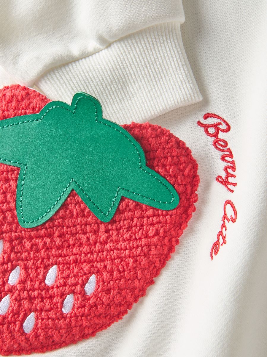 Cotton hoodie with appliqué - cream - RESERVED - 5