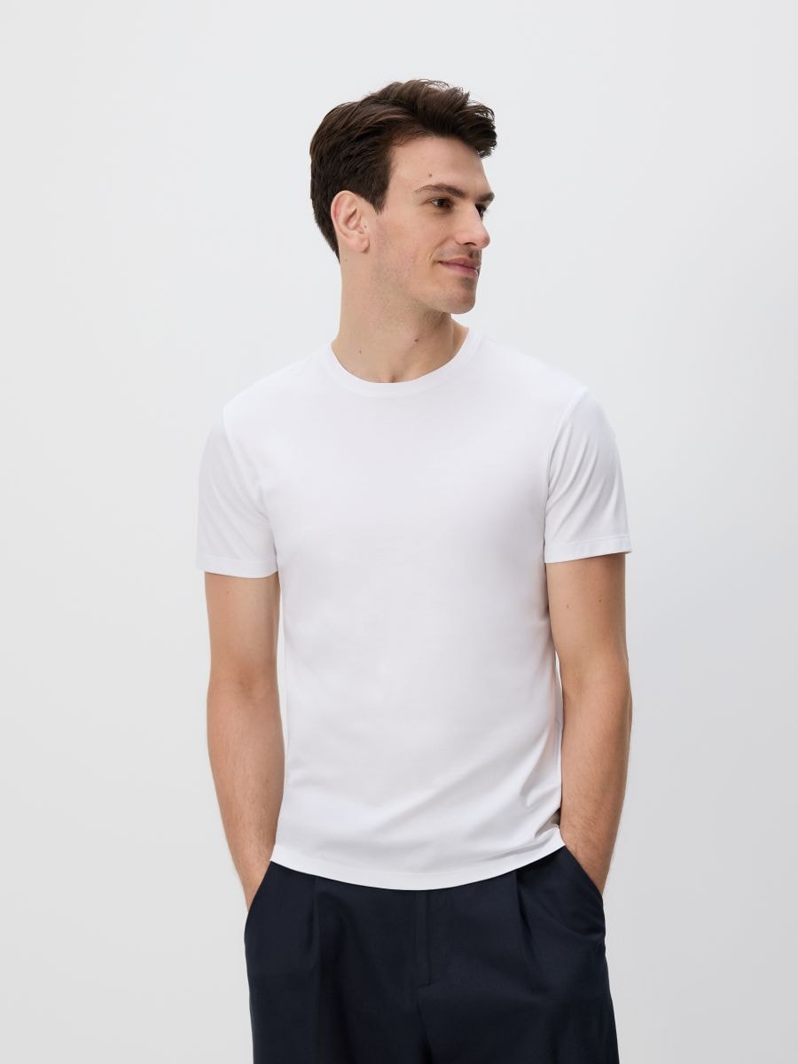 Regular fit modal blend T-shirt - white - RESERVED