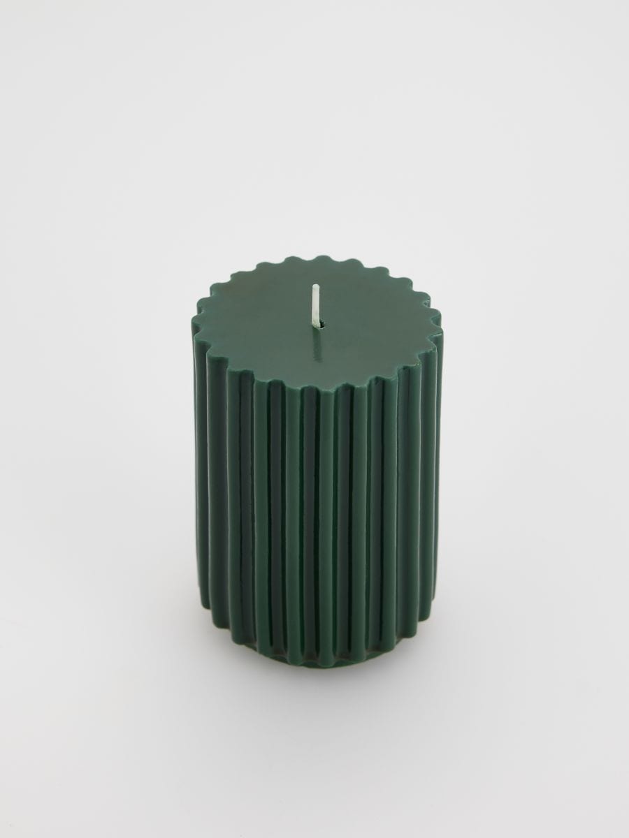 Grooved block candle - dark green - RESERVED - 3