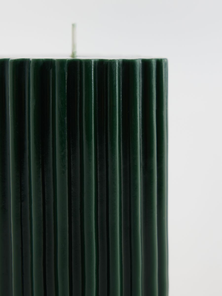 Grooved block candle - dark green - RESERVED - 2