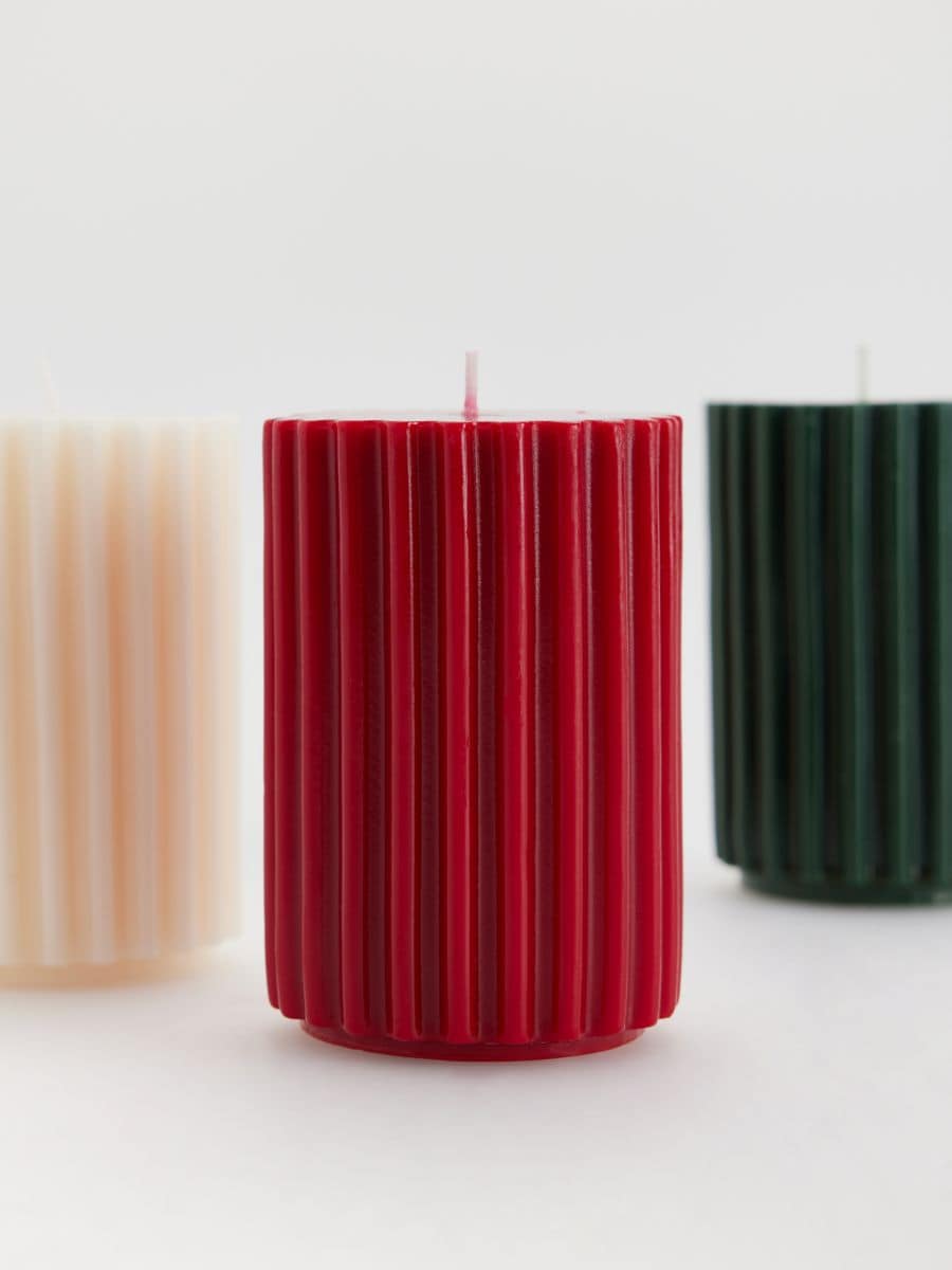 Grooved block candle - dark green - RESERVED - 4