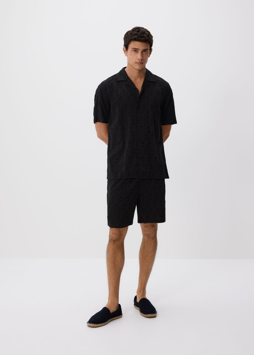 Regular fit shirt in structured fabric - black - RESERVED - 3