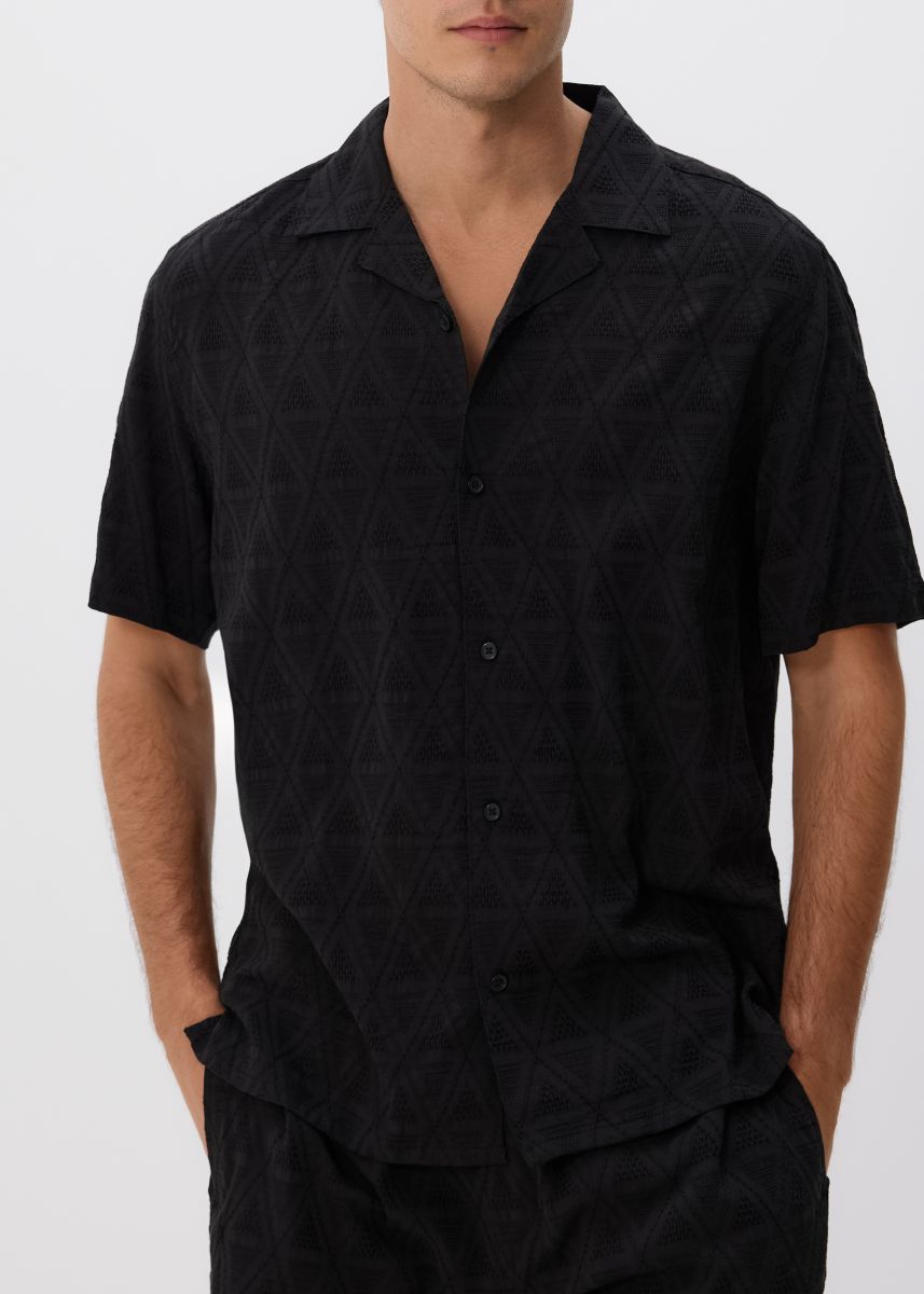Regular fit shirt in structured fabric - black - RESERVED - 2