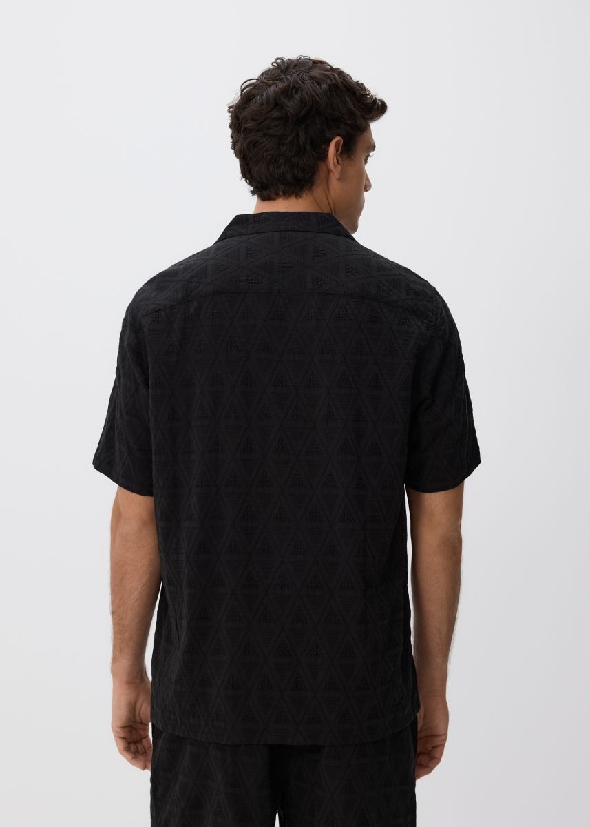 Regular fit shirt in structured fabric - black - RESERVED - 4
