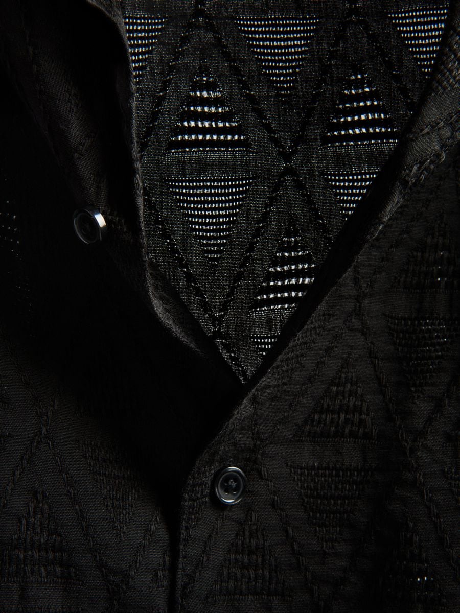 Regular fit shirt in structured fabric - black - RESERVED - 2