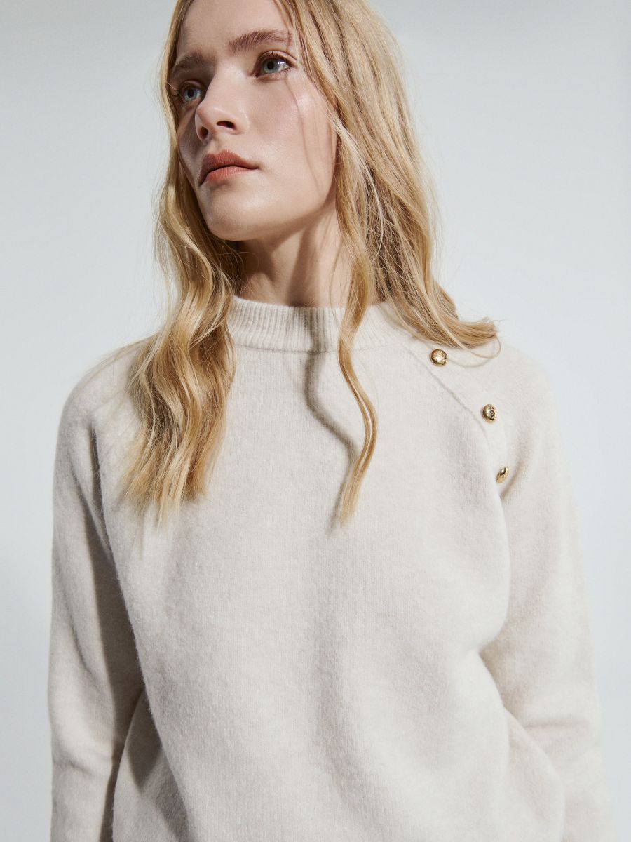 Jumper with decorative buttons - nude - RESERVED - 4