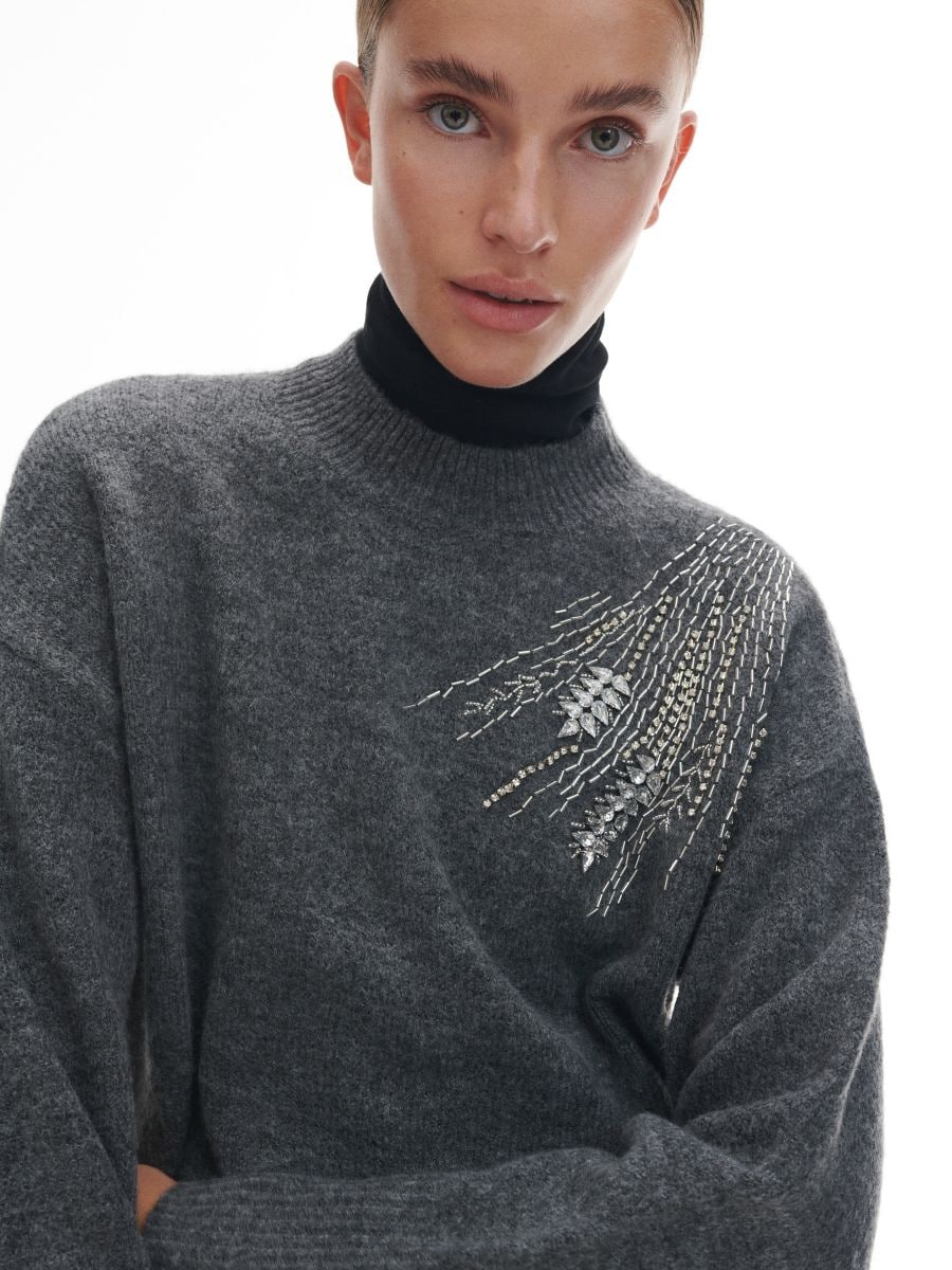 Jumper with decorative appliqué - dark grey - RESERVED - 3