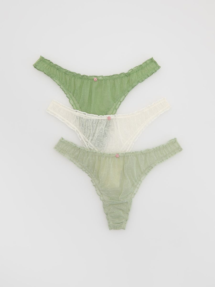 Siateczkowe majtki stringi 3 pack - jasnozielony - RESERVED