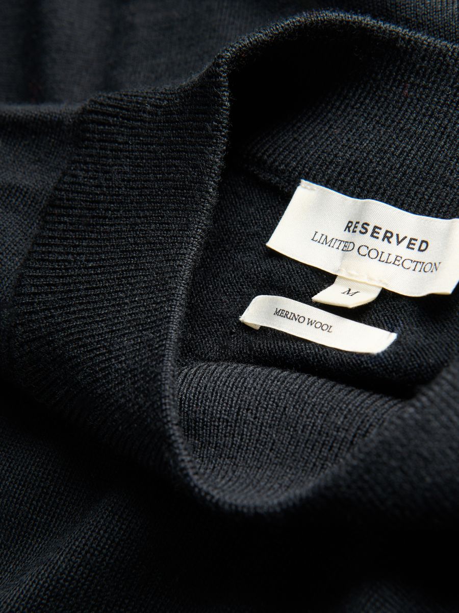 Merino wool jumper with mock neck - black - RESERVED - 6