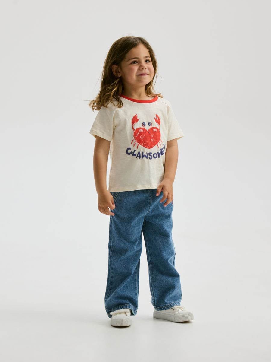 T-shirt with raised print - cream - RESERVED - 2