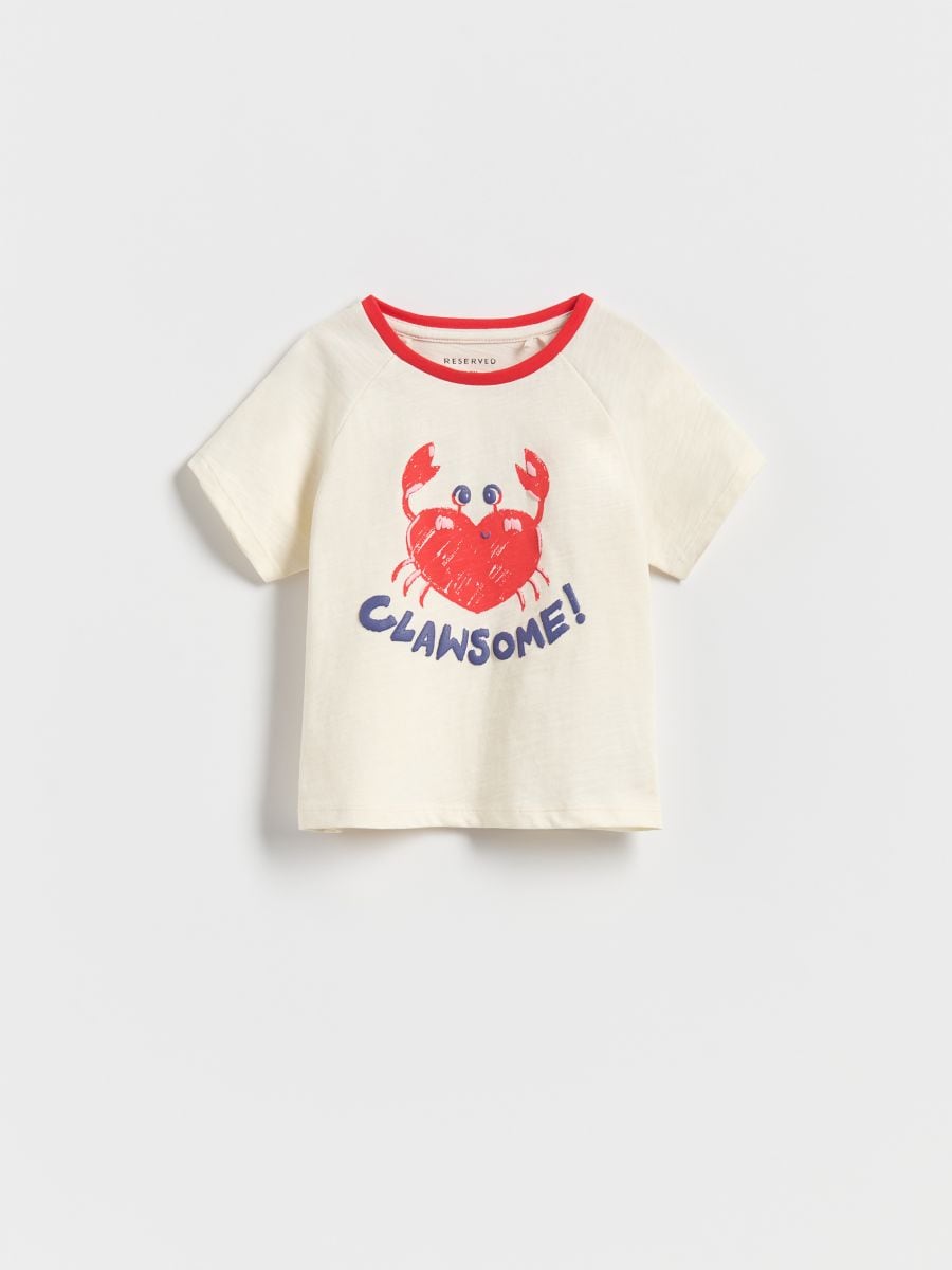 T-shirt with raised print - cream - RESERVED - 3